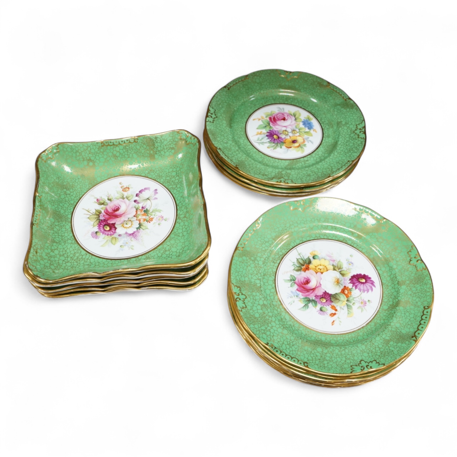A Hammersley dessert service, for Lawleys, signed Colclough, plates 22.5 diameter (16)